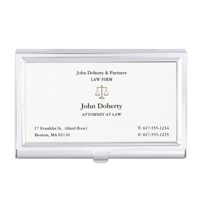 Classy Attorney at Law | Lawyer Case For Business Cards (Front)