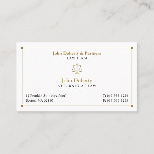 Classy Attorney at Law  Lawyer Gold Black Business Card