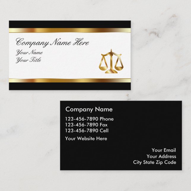Classy Attorney Business Cards (Front/Back)