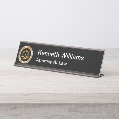 Classy Attorney Law Emblem Design Desk Name Plate