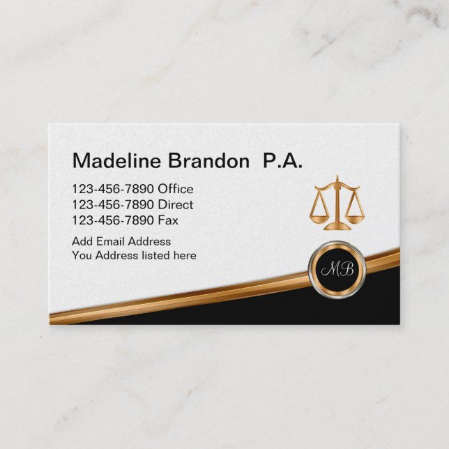 Classy Attorney Law Office Business Card (Front)