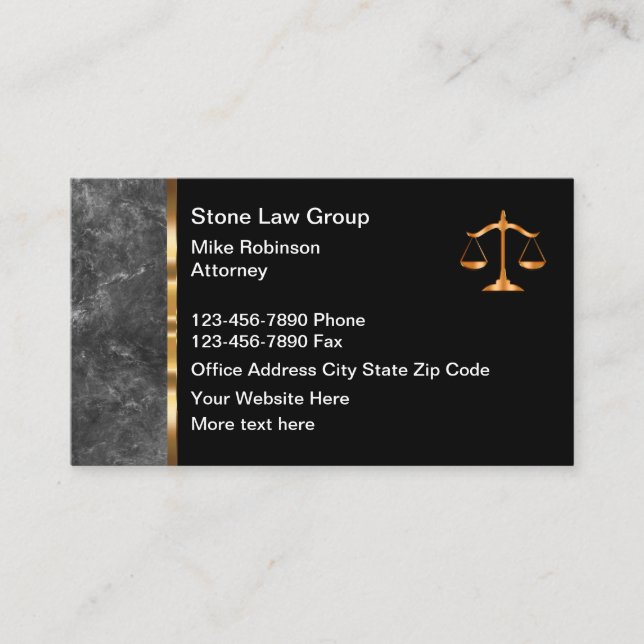 Classy Attorney Law Office Business Card Design (Front)