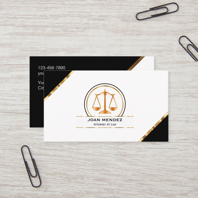 Classy Attorney Law Office Business Cards (Front/Back In Situ)