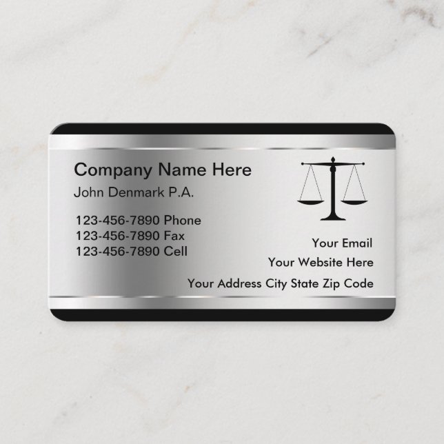 Classy Attorney Professional Business Cards (Front)