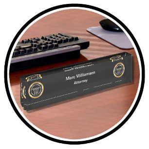 Classy Attorney Roman Columns Lux Desk Namplate Name Plate