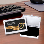 Classy Attorney Theme Business Card Holder<br><div class="desc">Classy attorney business card case in a modern design including a gold scales of justice that presents your law firm or law practice in a professional manner. Designed for an attorney,  law enforcenent,  or anyone in the criminal justice industry.</div>