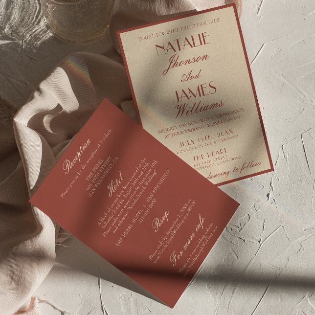 Classy Auburn Copper Old Money All In One Wedding Invitation (Creator Uploaded)