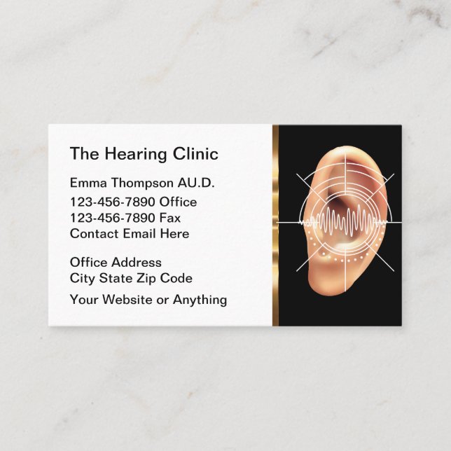 Classy Audiologist Hearing Center Business cards (Front)