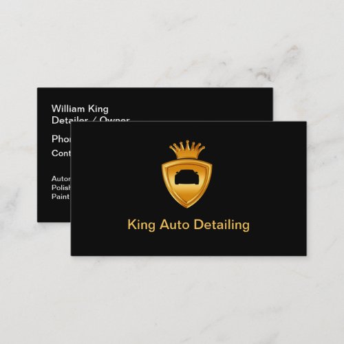 Classy Auto Detailing King Crown Theme Business Card
