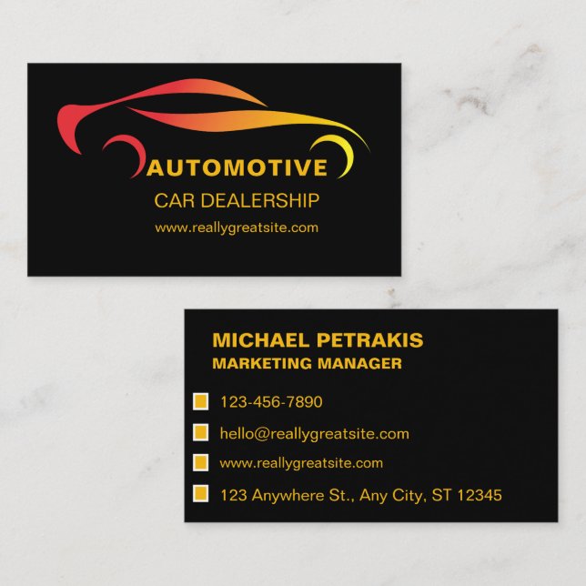 Classy Auto Sales Car Dealer Dealership  Business Card (Front/Back)