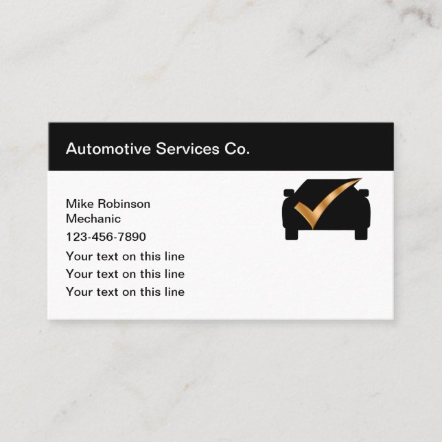 Classy Automotive Services Business Card Template (Front)