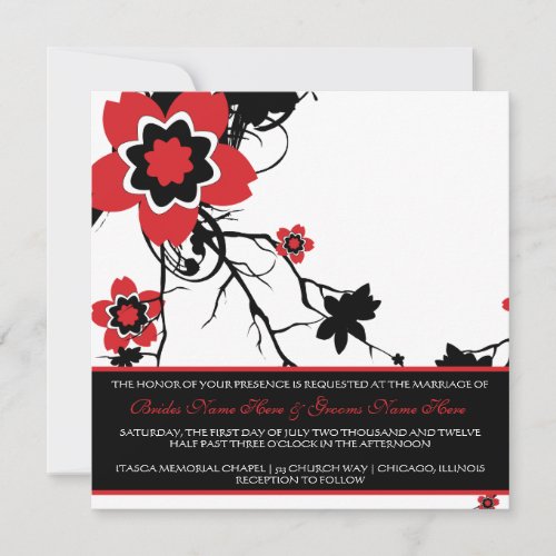 Classy BW Cherry Blossom Wedding Invite