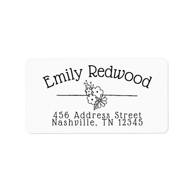 Classy B&W Floral Address Labels (Front)