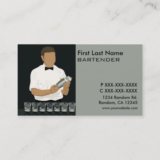 Customizable Classy bartender business cards