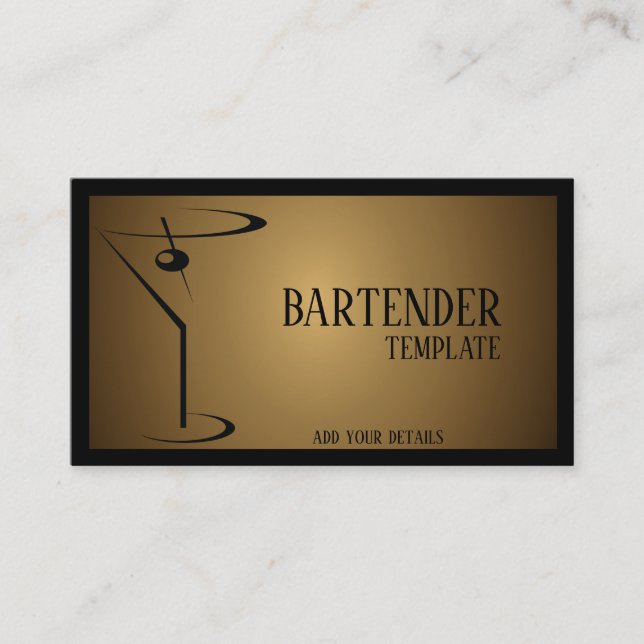 Classy bartender business cards (Front)