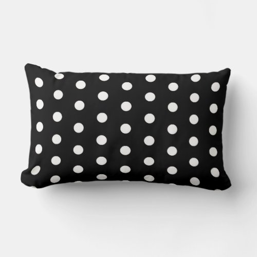 Classy Basic Black and White Polka Dots Pattern Lumbar Pillow