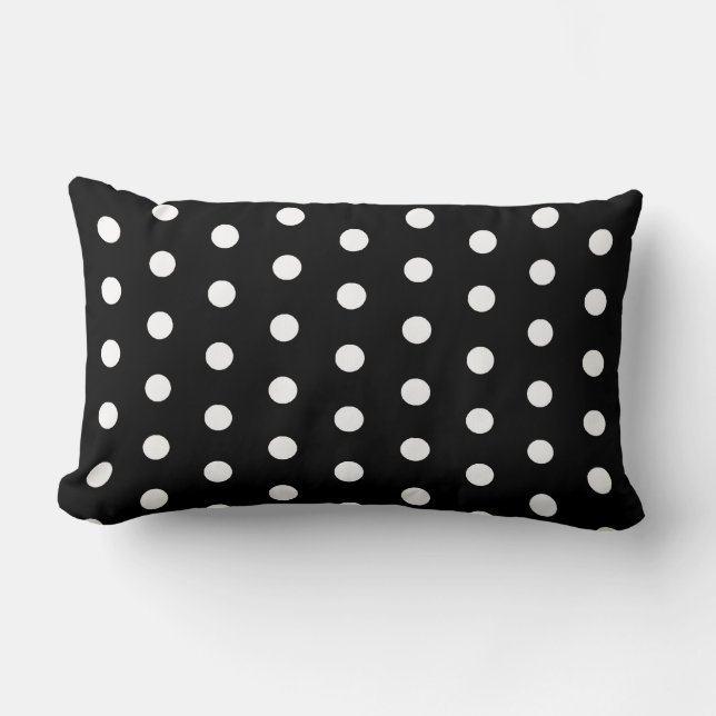 Classy Basic Black and White Polka Dots Pattern Lumbar Pillow (Front)