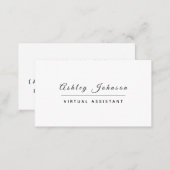 Classy Basic Plain White Virtual Assistant Clean Business Card (Front/Back)