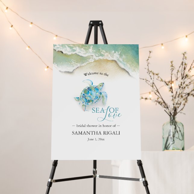 Classy Beach Bridal Shower Welcome Sign (In Situ (Stand))