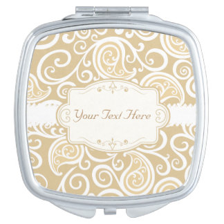 Classy Beige and White Swirls Vanity Mirror