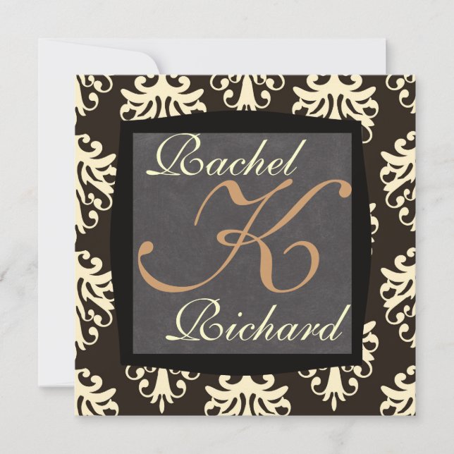 CLASSY Beige & Brown RENEWAL Wedding INVITATION (Front)