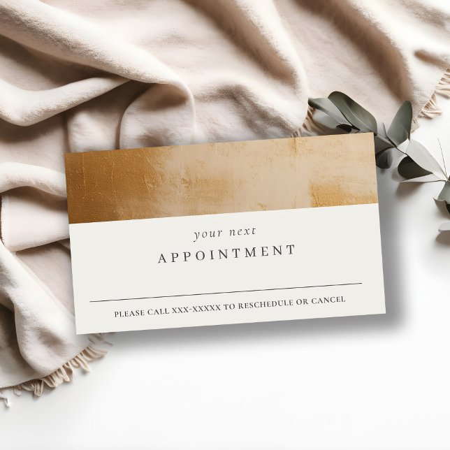 Classy Beige Gold Oil Paint Texture Appointment Business Card (Creator Uploaded)