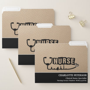 Classy Beige or Cream Leather Nurse File Folder