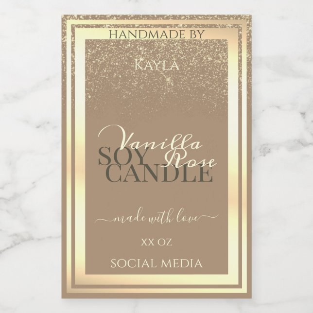 Classy Beige Product Packaging Labels Gold Frame (Single Label)