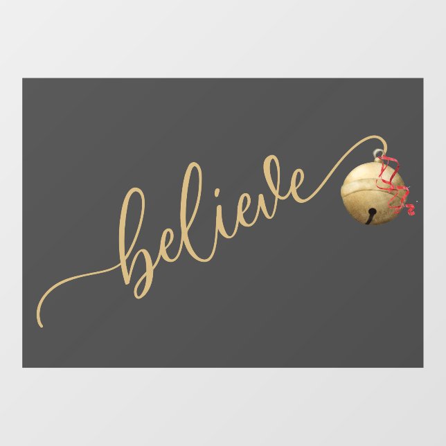 Classy BELIEVE Jingle Bell Christmas Window Cling (Sheet)