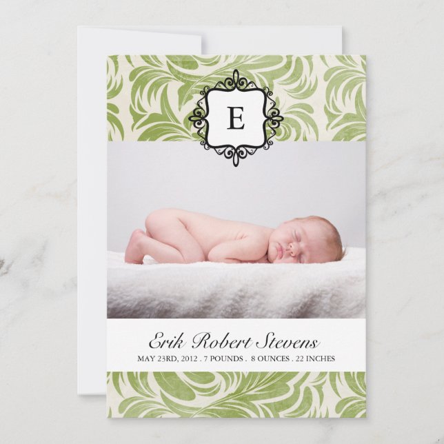 Classy Birth Announcement Photo card (Front)
