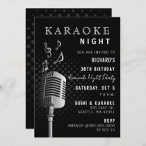 Classy Black 30th Birthday Karaoke Night Party Invitation
