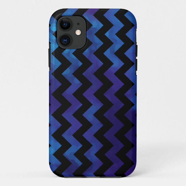 classy black and blue chevron stripes Case-Mate iPhone case (Back)