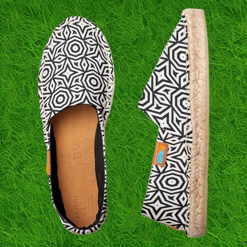 Classy Black And Blue Intricate Geometric Pattern Espadrilles