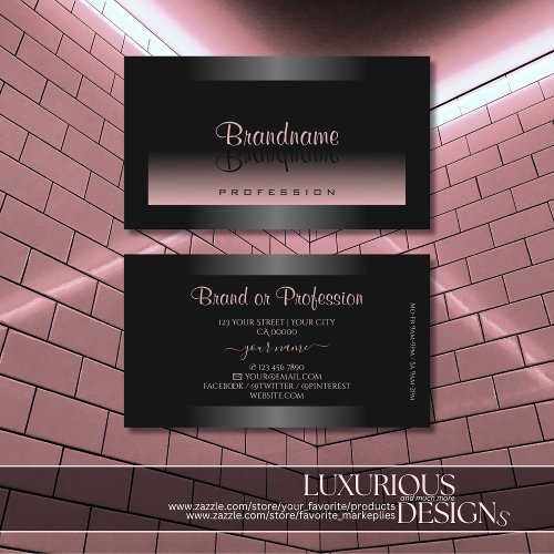 Classy Black and Dusty Pink Gradient Elegance Business Card