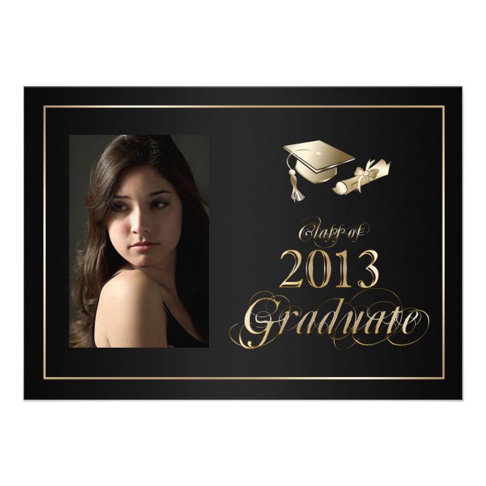Classy Black and Gold 2013 Graduate Photo Invite