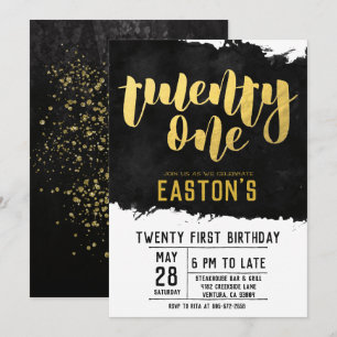 Classy Black and Gold 21st Birthday Party Invitation