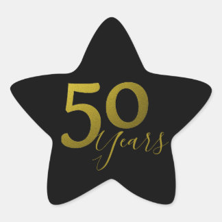 Classy Black And Gold 50 Years  Star Sticker