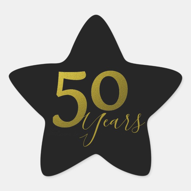 Classy Black And Gold 50 Years  Star Sticker (Front)