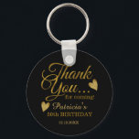 Classy Black And Gold 50th Birthday Thank You Keychain<br><div class="desc">50th birthday thank you favor keychains with classy gold typography .</div>