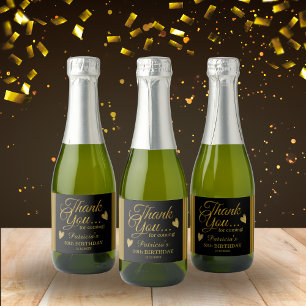 Classy Black And Gold 50th Birthday Thank You Sparkling Wine Label