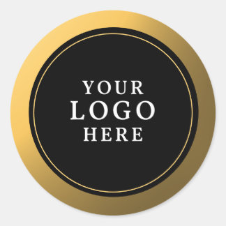 Classy Black And Gold Add Your Logo  Classic Round Sticker