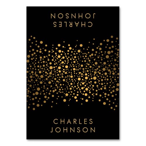 Classy Black and Gold Confetti Dots  Place Cards