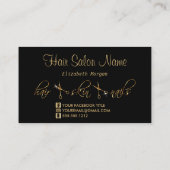 Classy Black and Gold Damask Hair Stylist Business Card (Back)