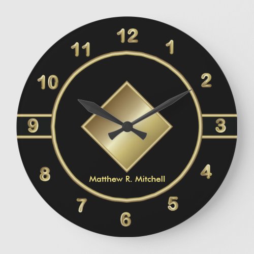 Classy Black and Gold Executive  DIY Text Large Clock