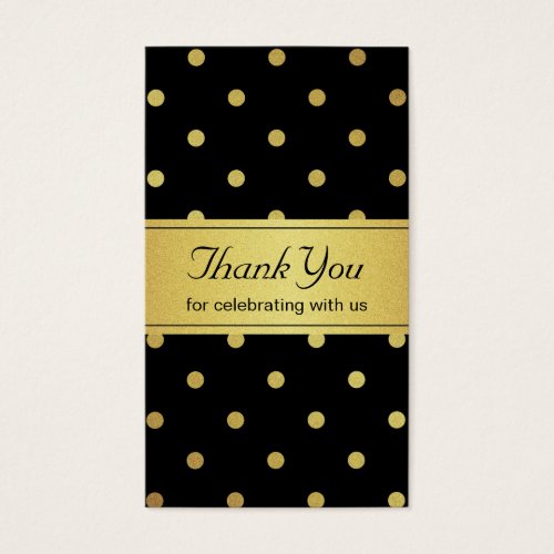 Classy Black and Gold Glitter Polka Dots Thank You