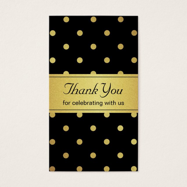 Classy Black and Gold Glitter Polka Dots Thank You (Front)