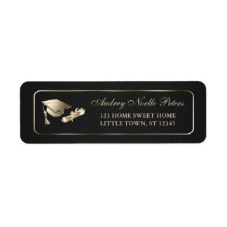 Classy Black and Gold Graduate Address Labels