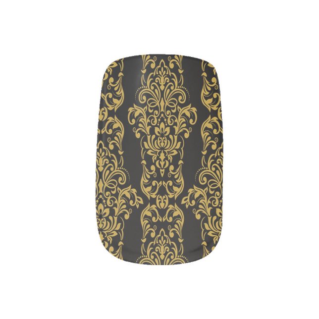 Classy Black And Gold Minx Nail Art (Right Thumb)