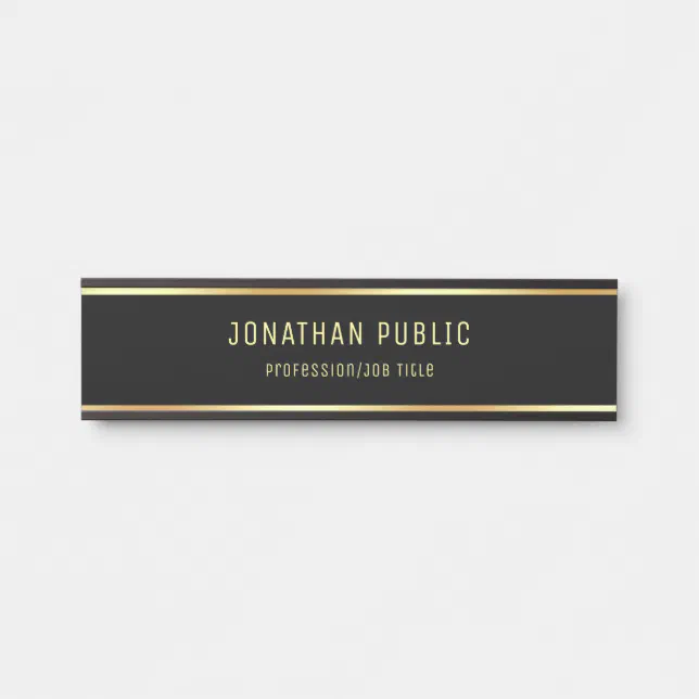 Classy Black And Gold Modern Sophisticated Door Sign | Zazzle