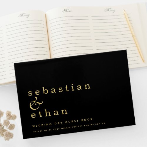 Classy Black and Gold or Any Color Gay Wedding Guest Book